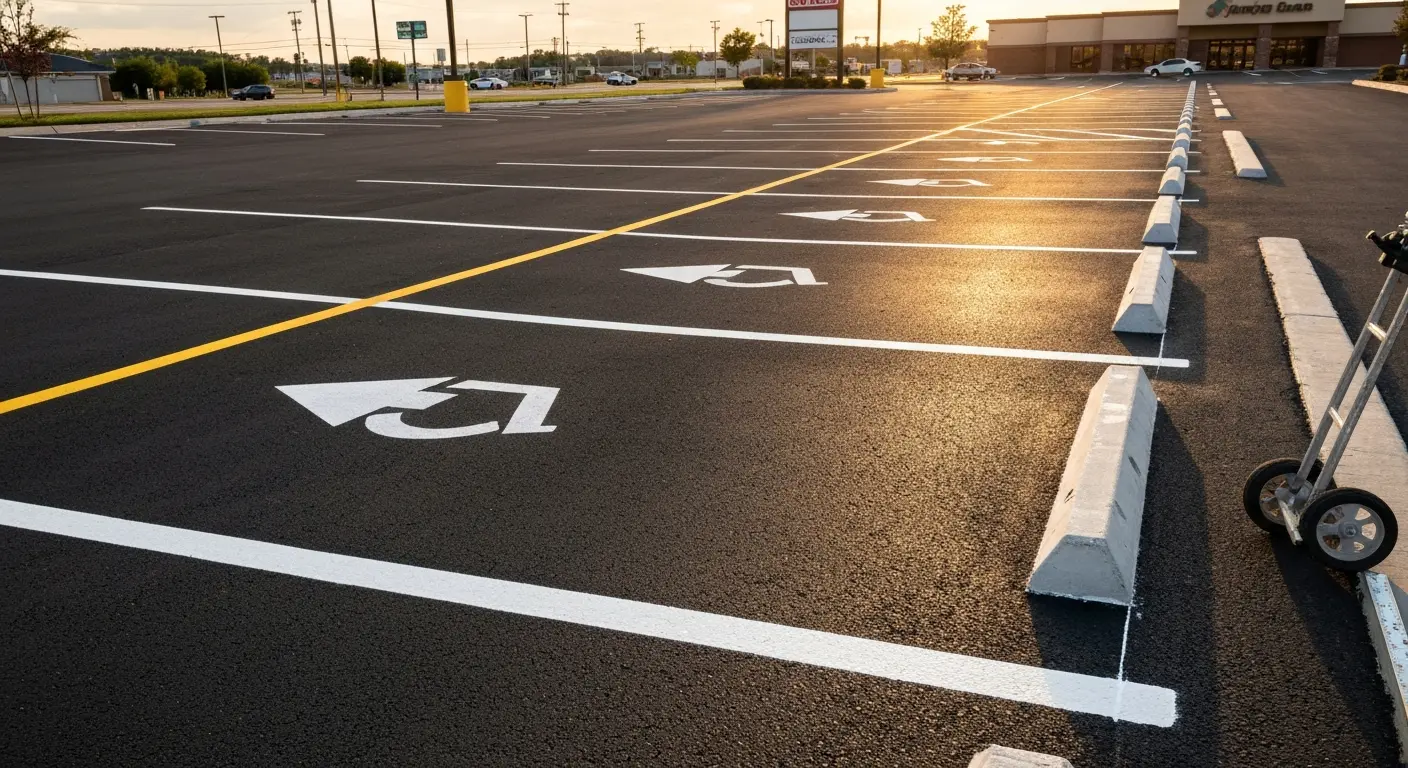 Parking lot line striping