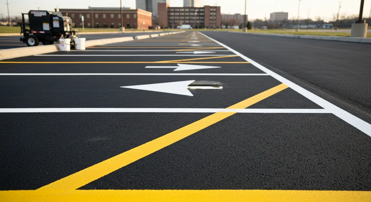 Parking lot traffic line striping