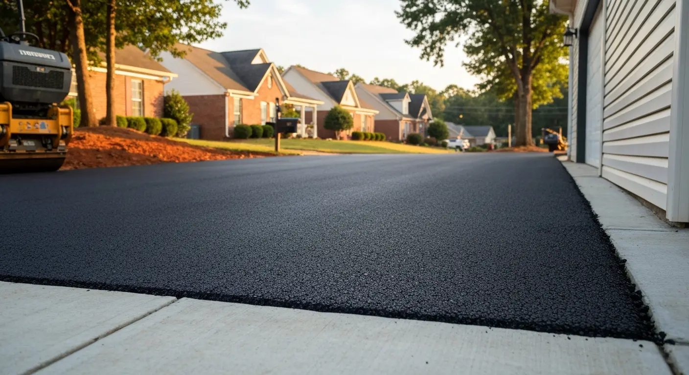 Asphalt paving in progress