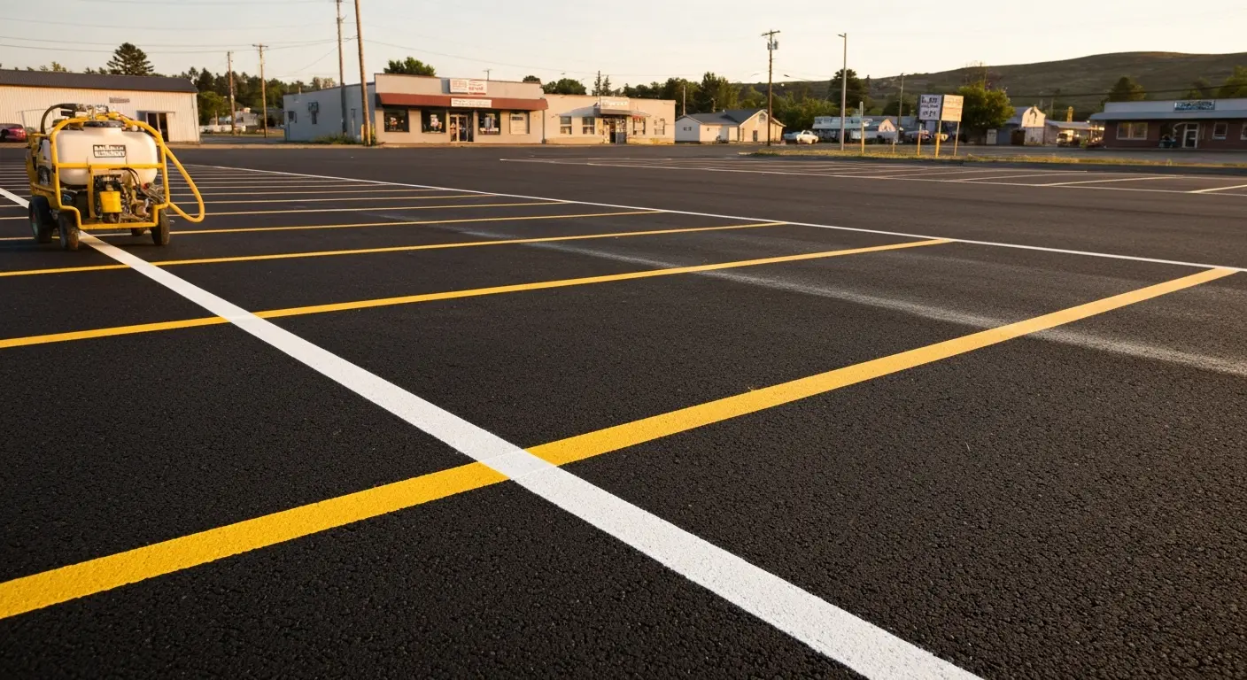 Traffic line painting on asphalt