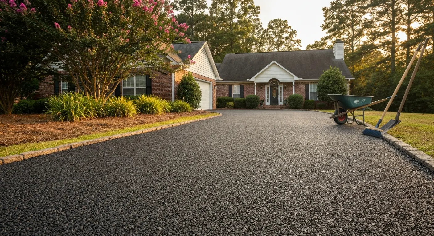 Tar and chip driveway