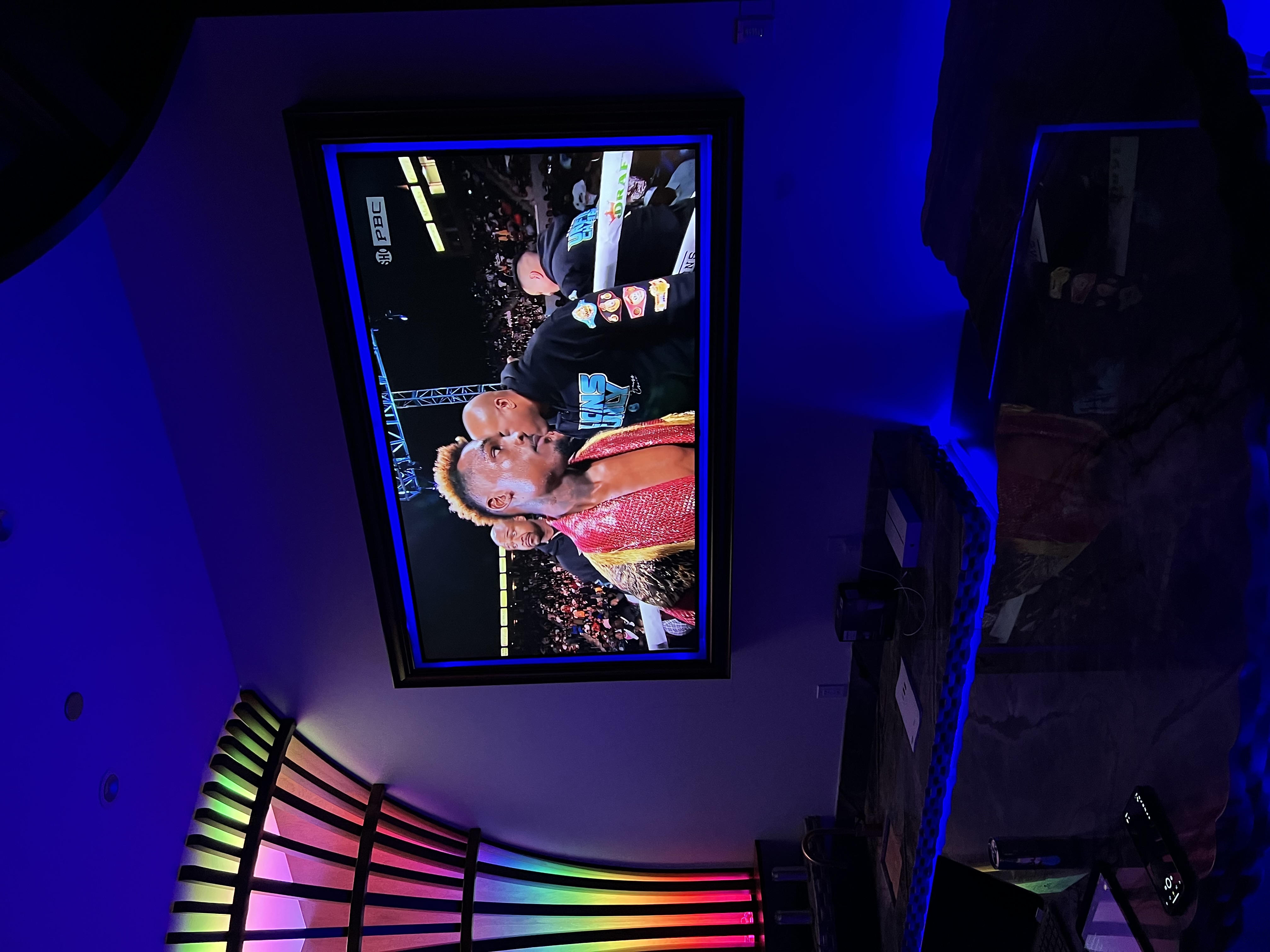 80-inch TV with an LED-lit frame and custom LED lighting