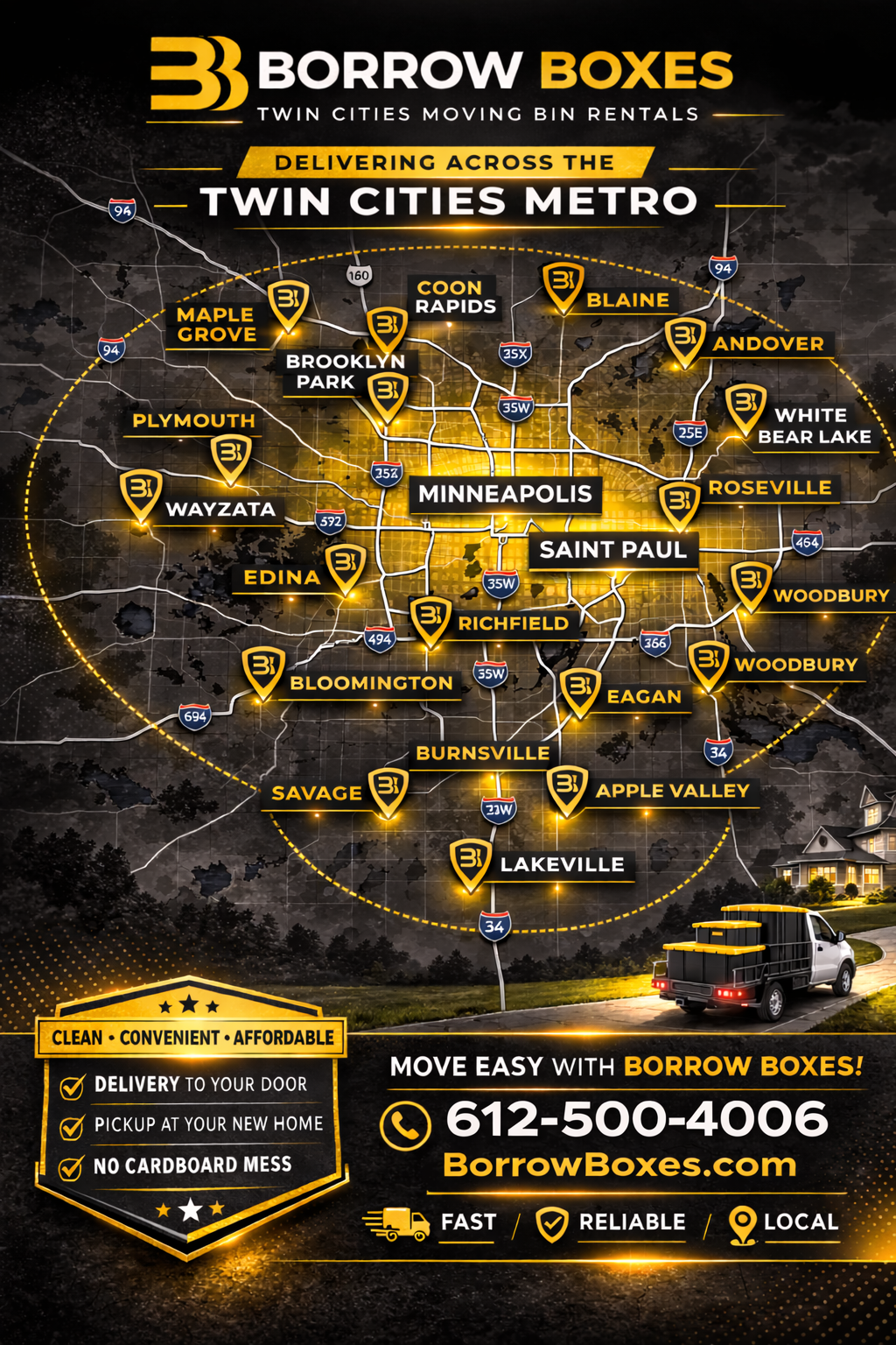 Borrow Boxes Twin Cities service area map