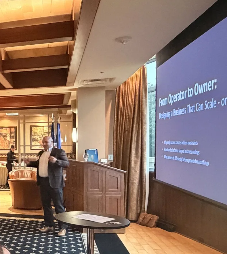 Tom Prokop presenting From Operator to Owner at the NVSBC Dayton Breakfast