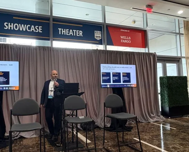 Tom Prokop speaking in the Showcase Theater at the NVSBC VETS26 Conference