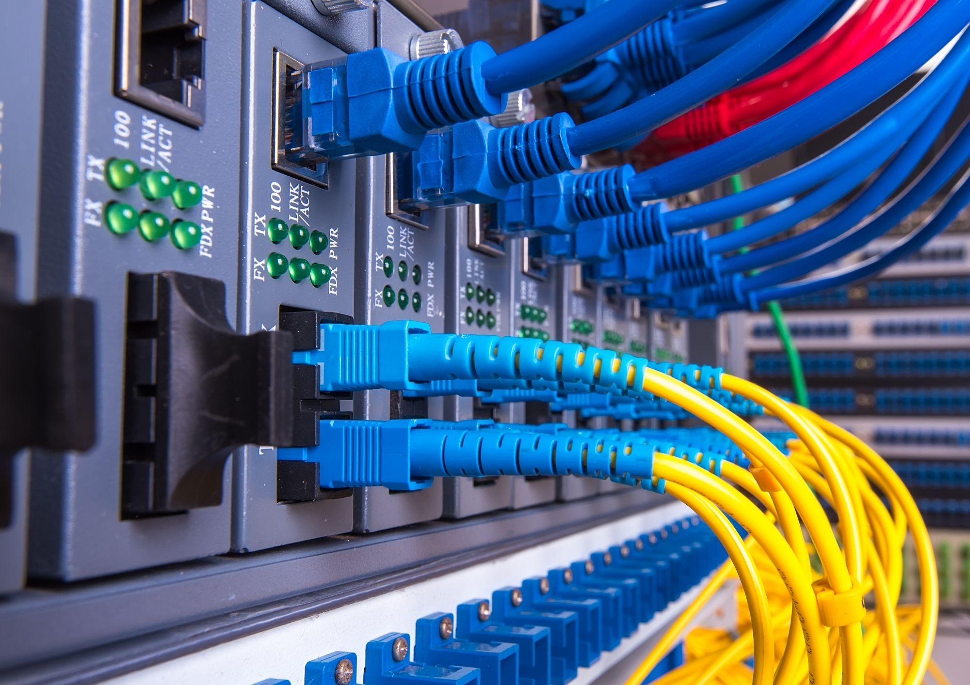 Fiber optic backbone cabling and network infrastructure in a commercial building