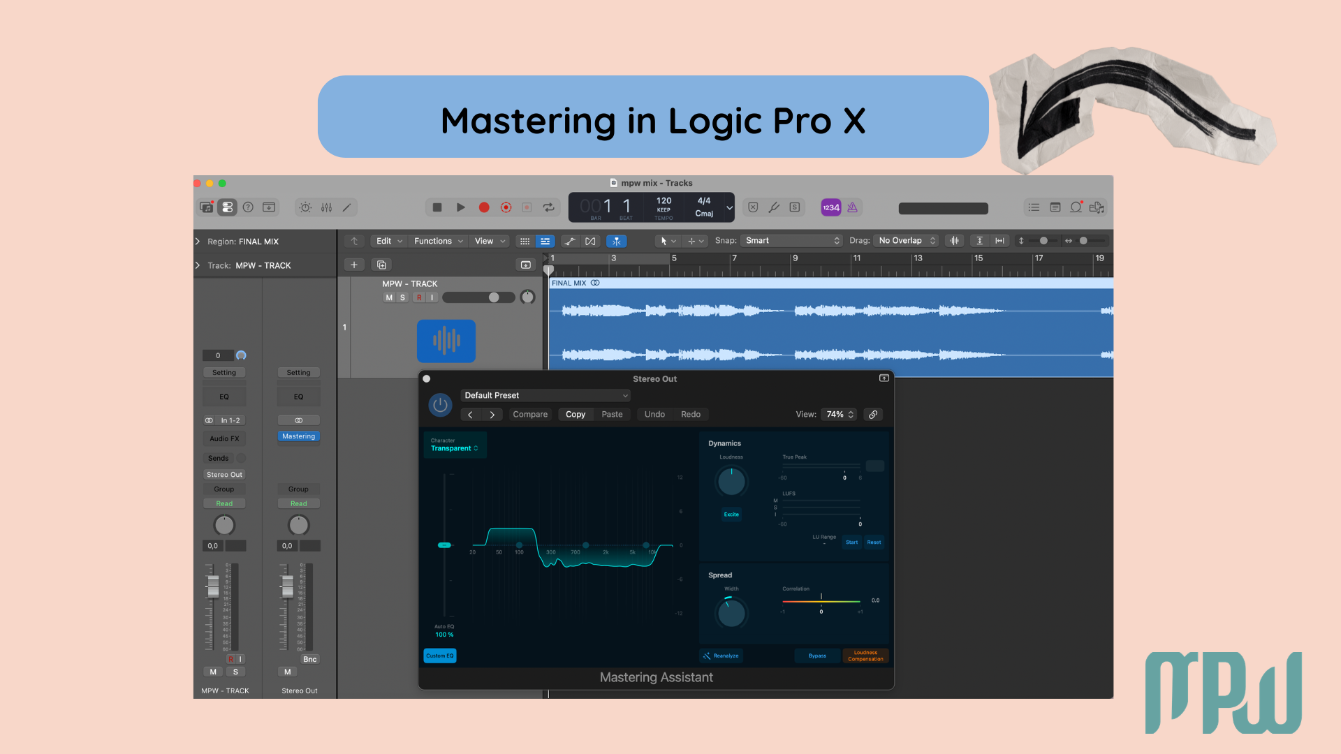 Mastering in Logic Pro X using the built-in Mastering Assistant on the stereo output