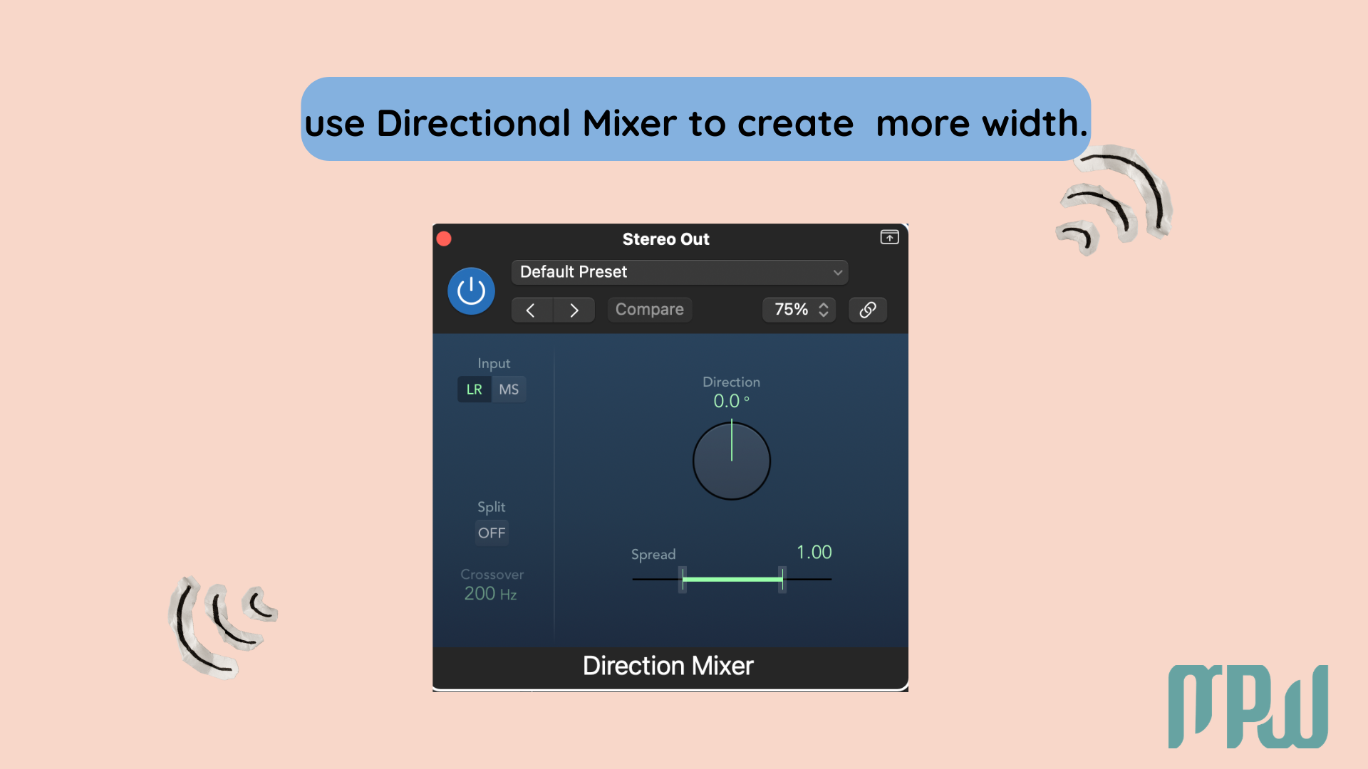 Directional Mixer in Logic Pro used to add subtle stereo width during mastering