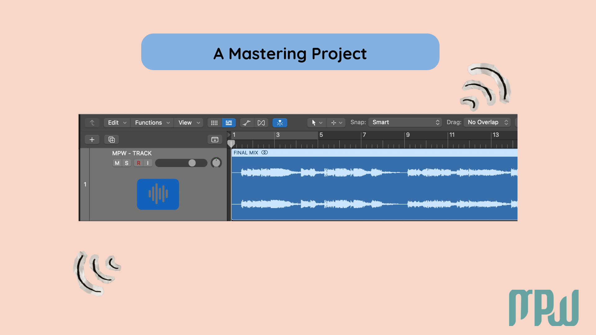 Logic Pro mastering project with one final stereo mix ready for mastering