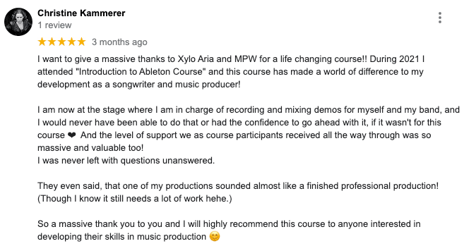 Music Production for Women Google Review