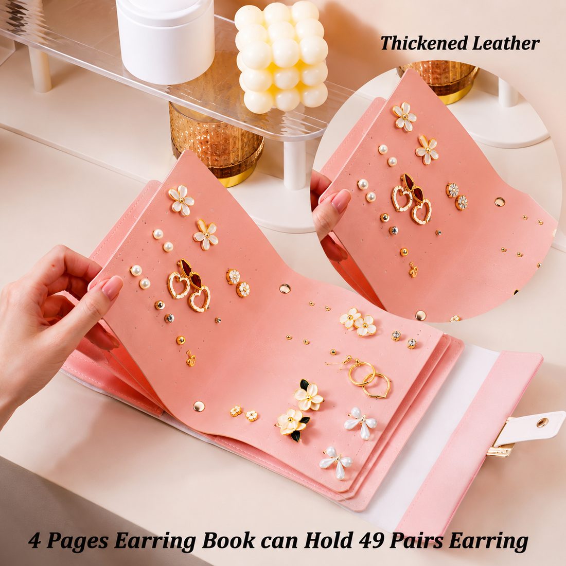 Pink organizer held open