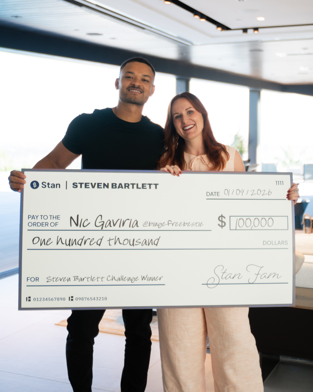 Nic with Steven Bartlett, #1 winner