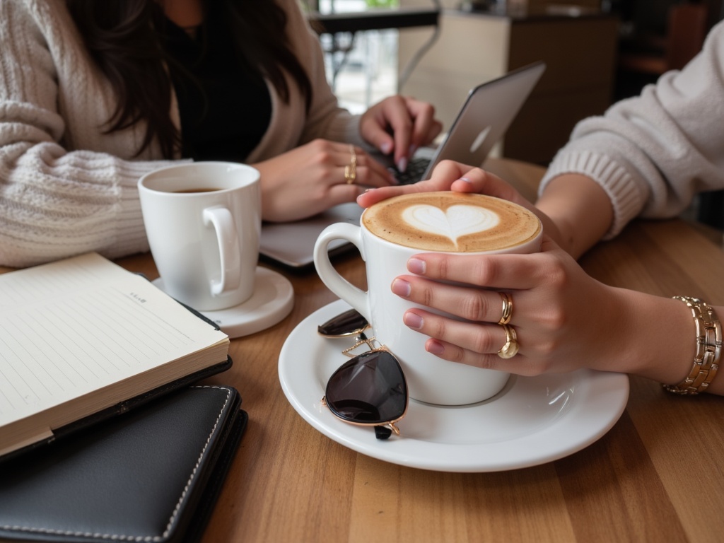 Coffee and planning at a café table