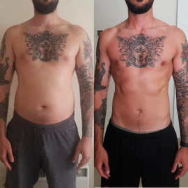Side-by-side before-and-after client transformation, result 01.