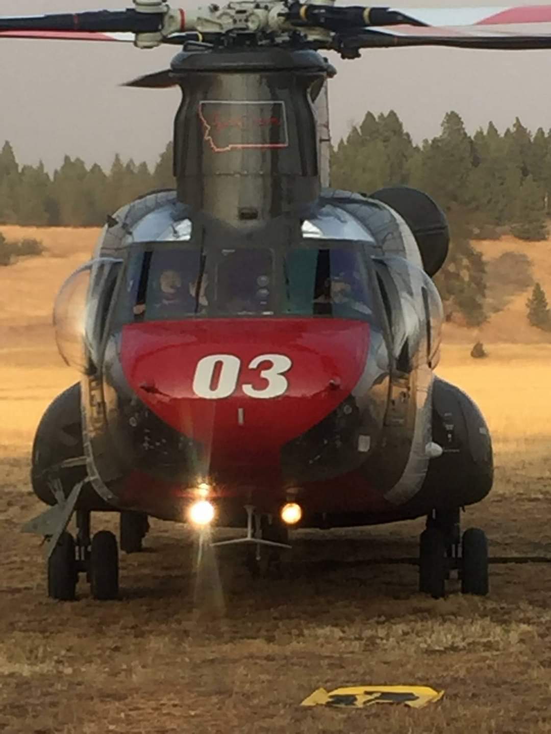 Type 1 helicopter tanker staged for aerial firefighting operations