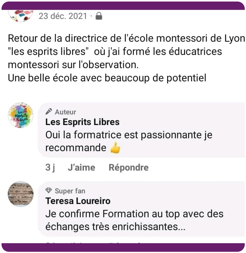 Témoignage éducatrice Montessori