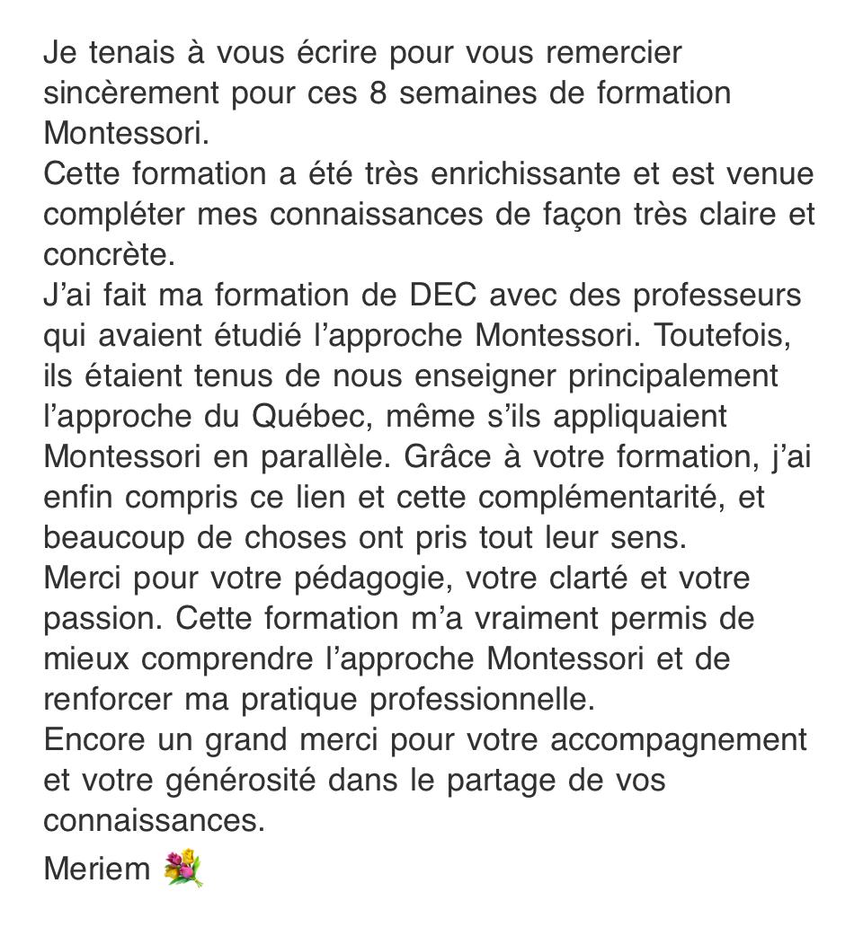 Témoignage éducatrice Montessori