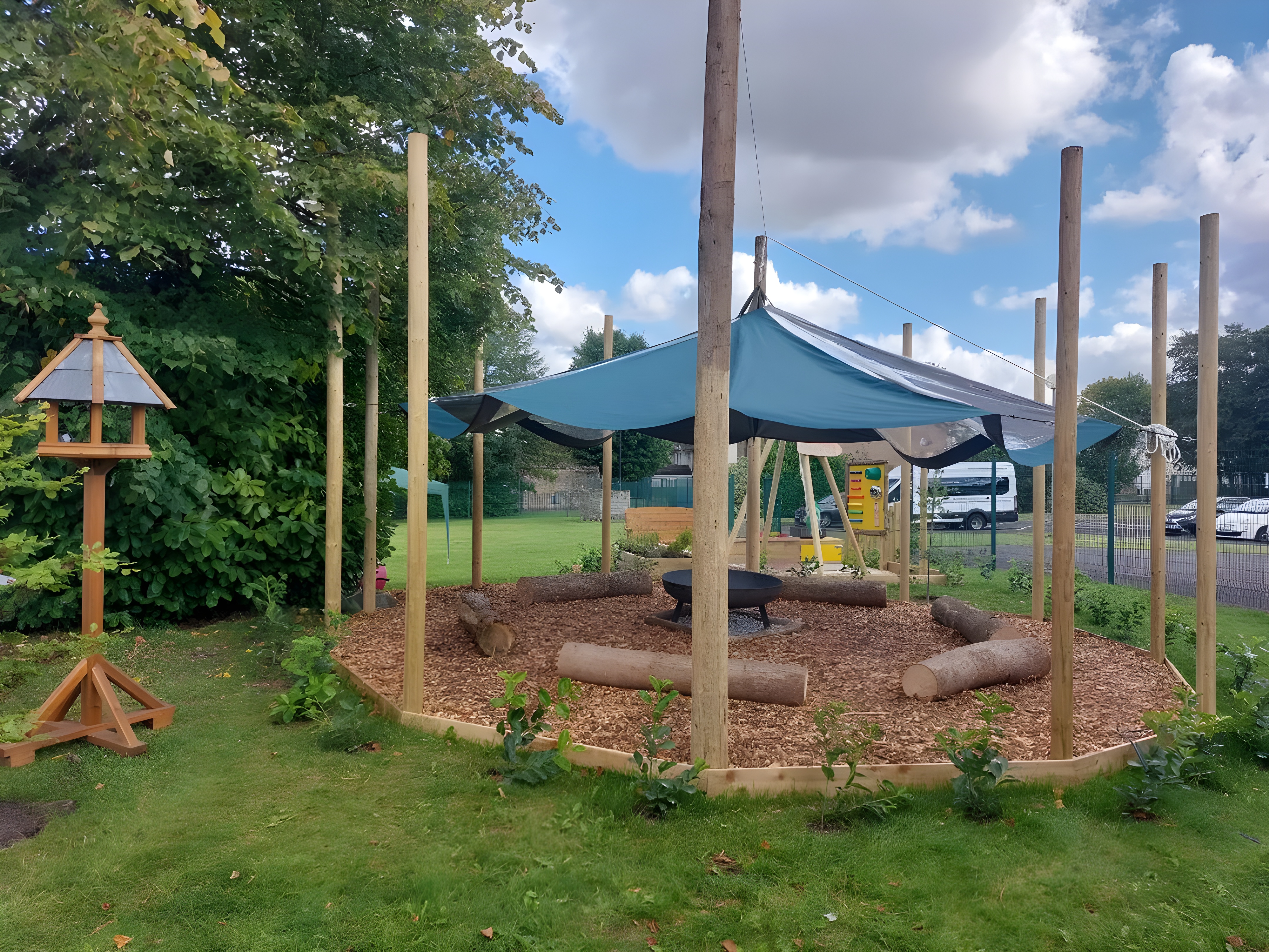 Wooden camping spot area