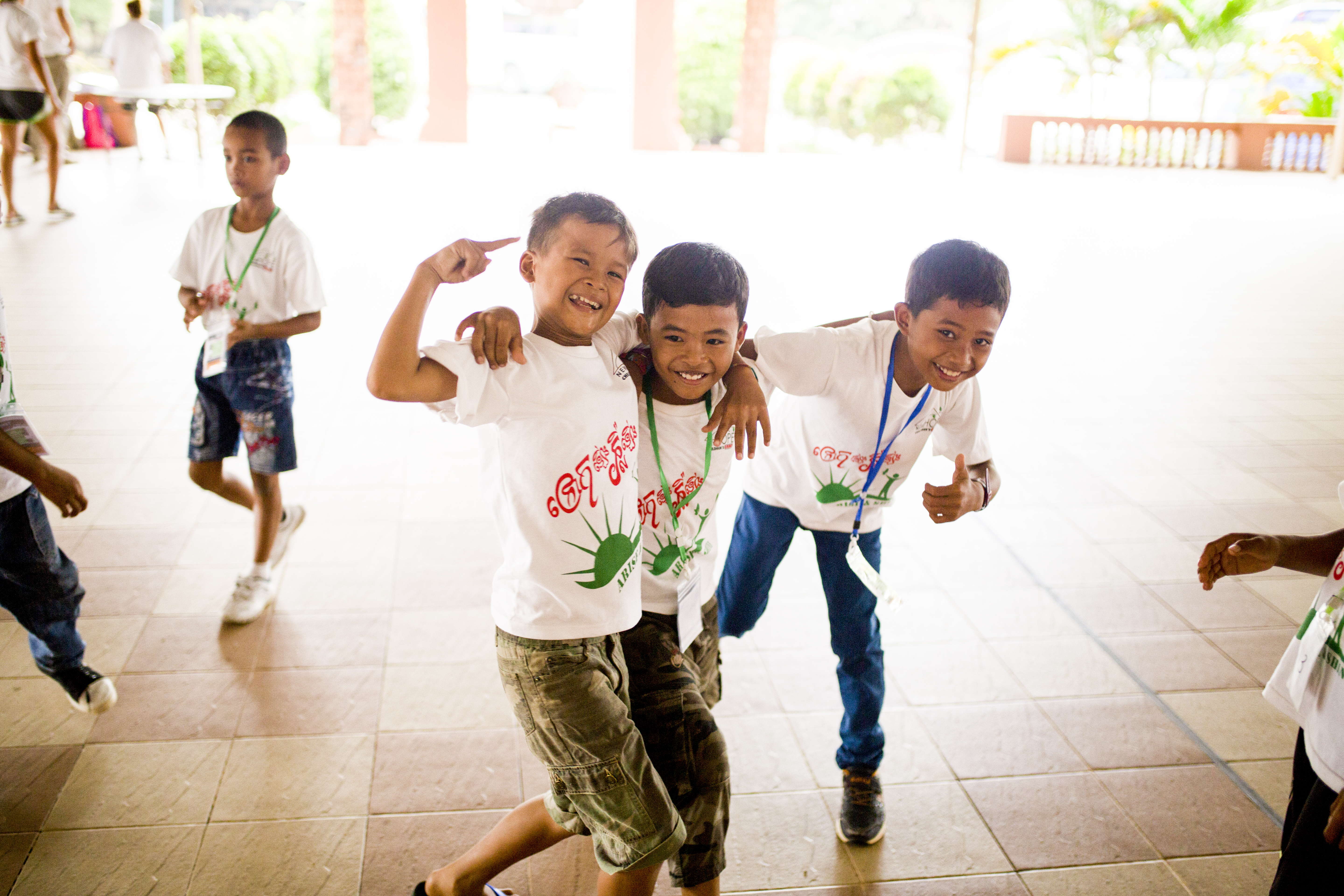 Boys laughing together at camp