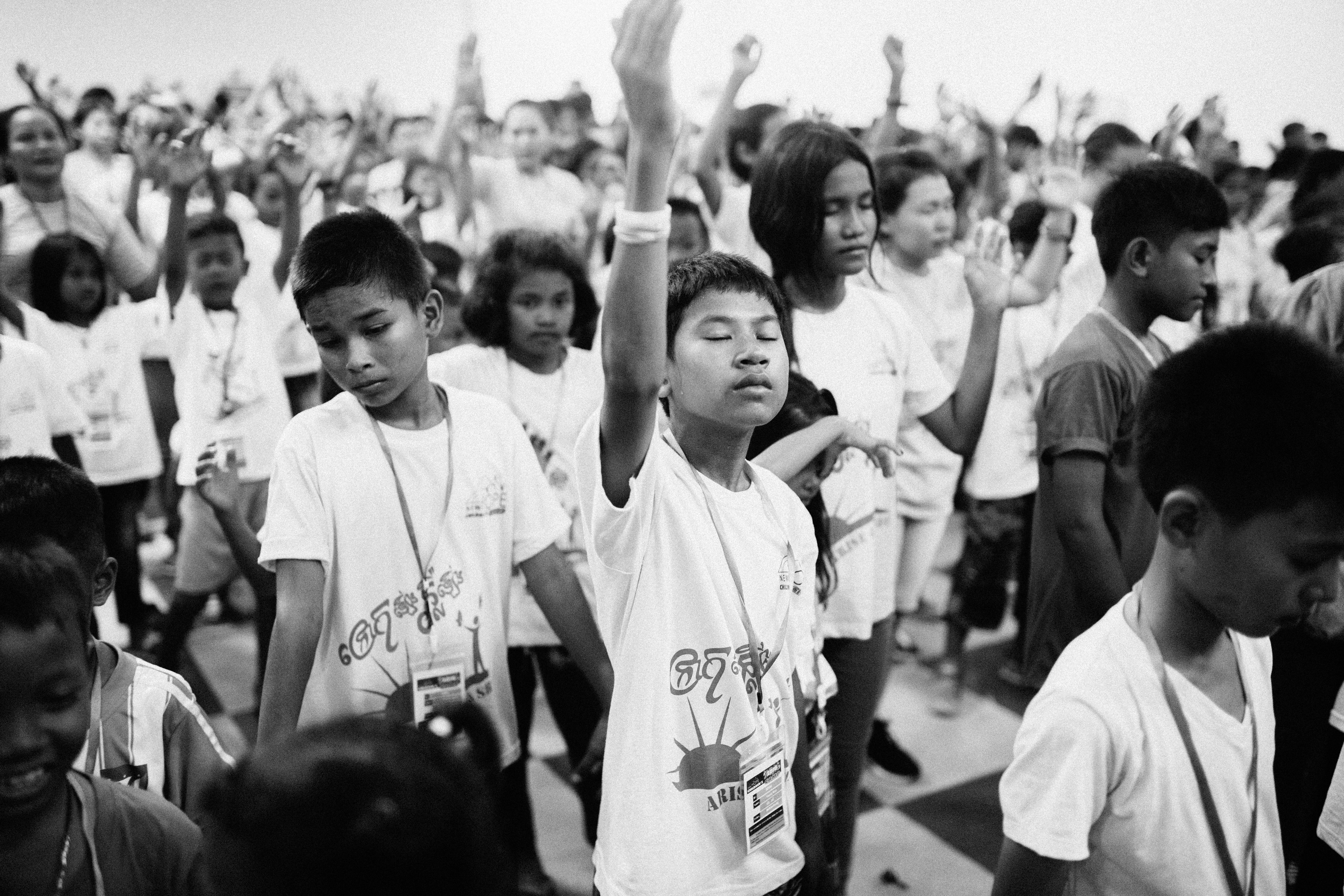 Children in worship at camp
