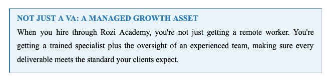 Rozi Academy's No-Code Developer VAs