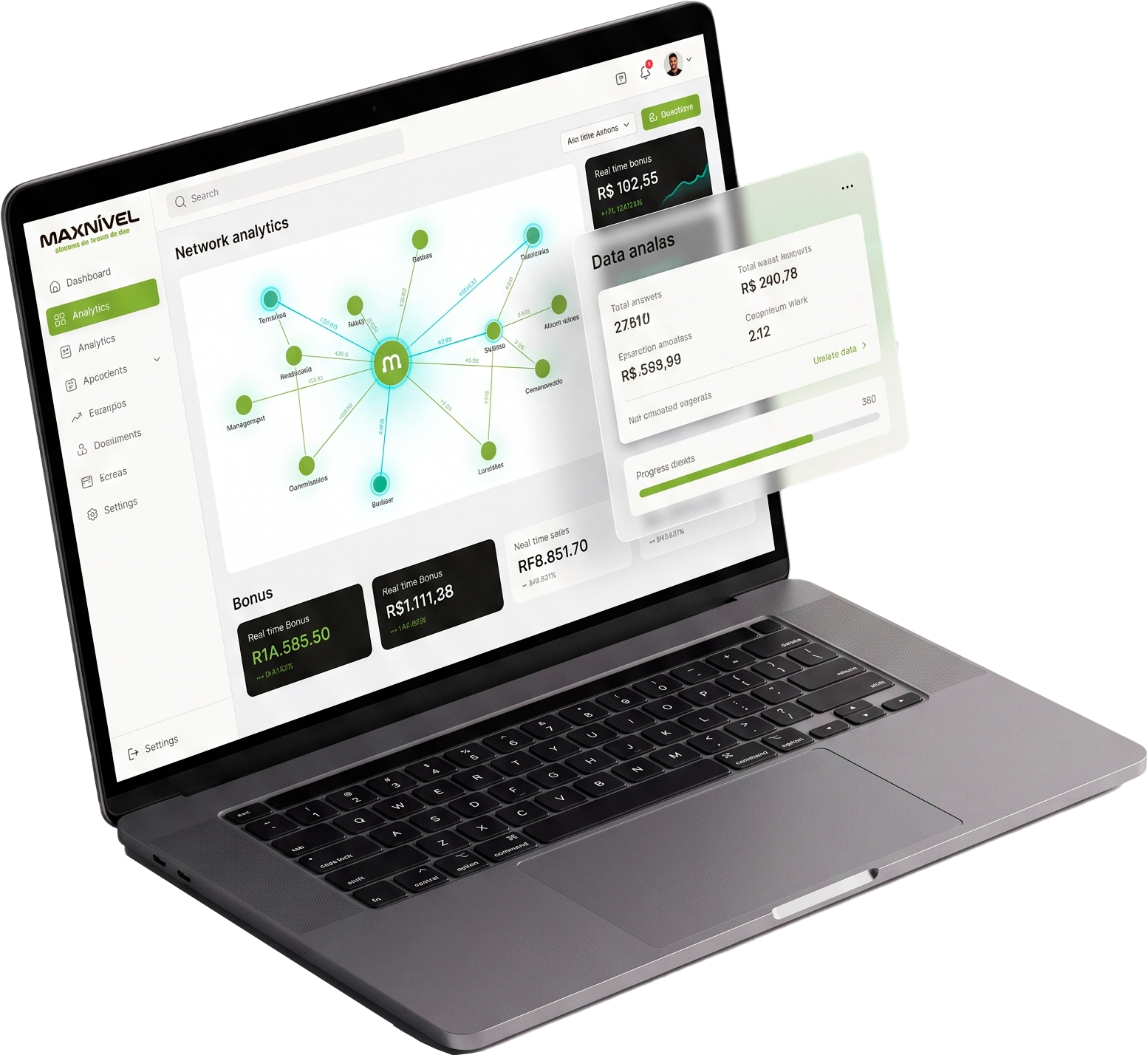 Plataforma Maxnível em um notebook