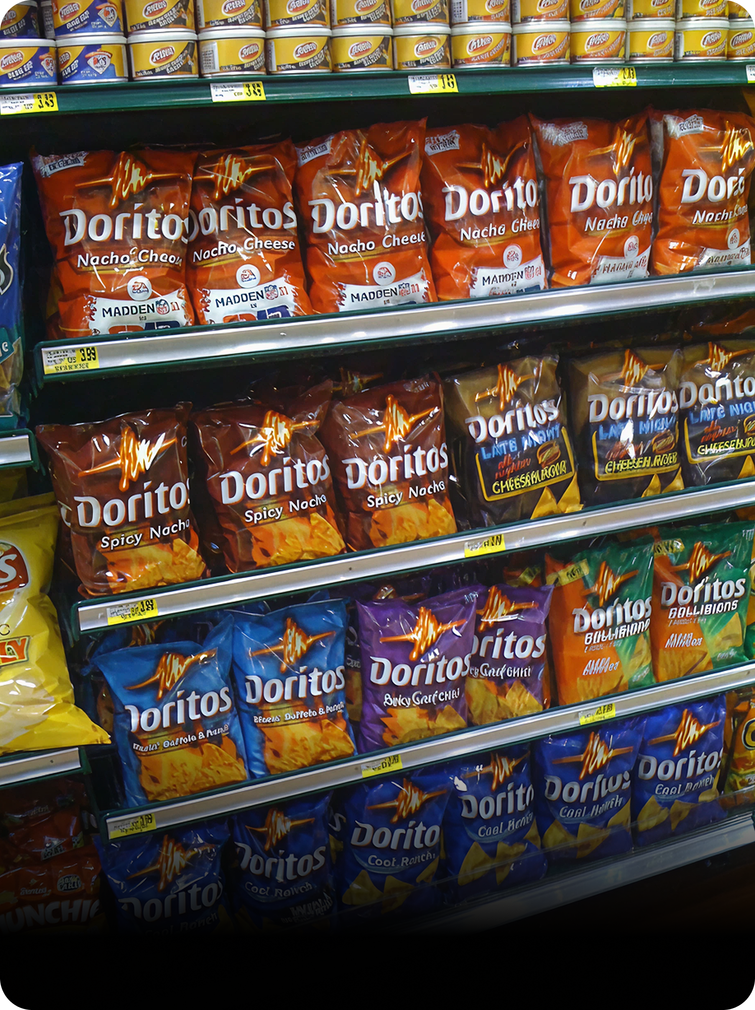 Chips and salty snacks at SM Gas convenience store aisles