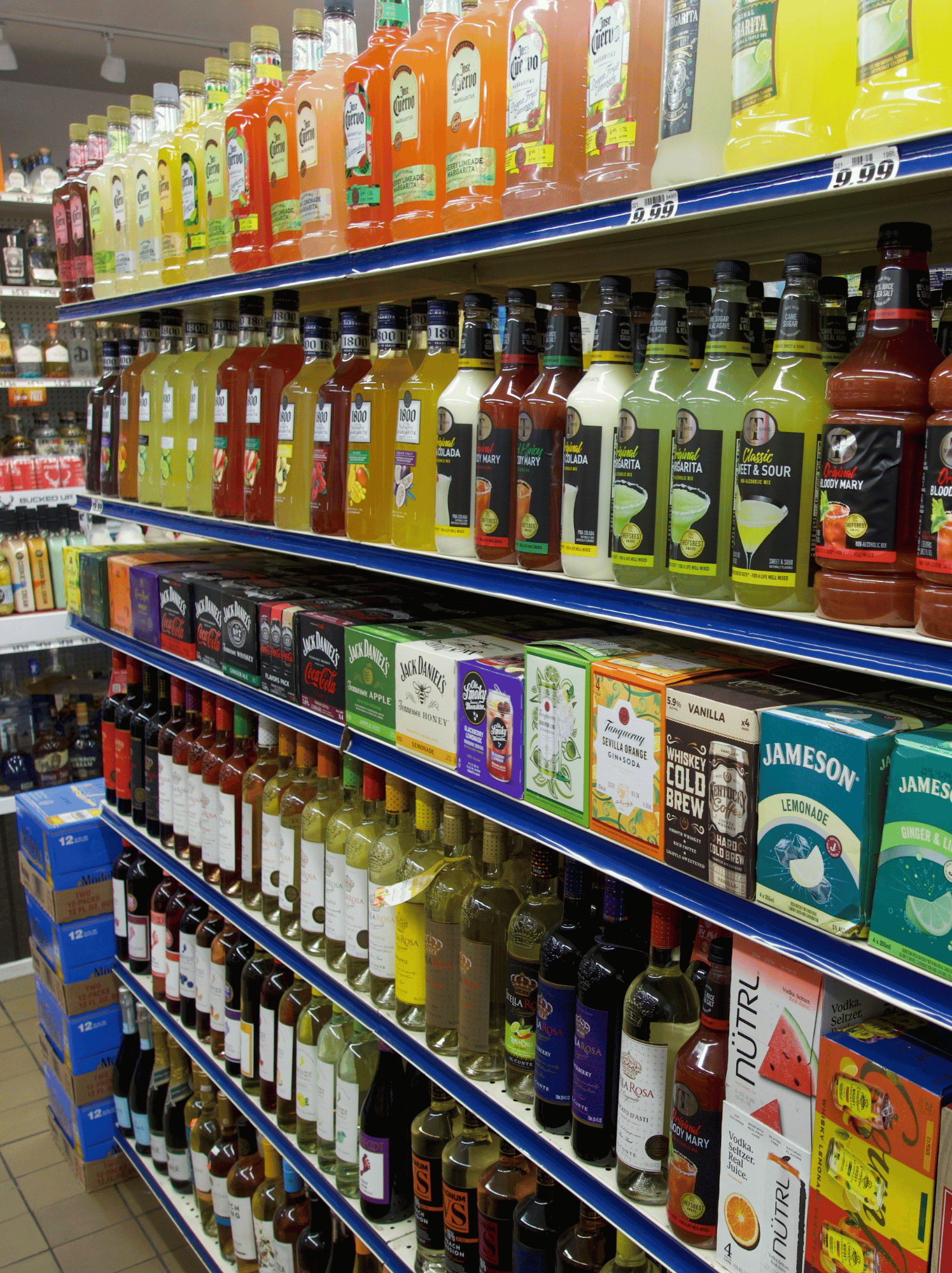 Wine bottles and chilled wine options at SM Gas