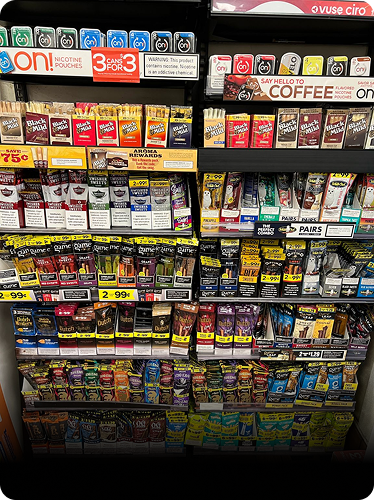 Smoking supplies and accessories at SM Gas convenience store