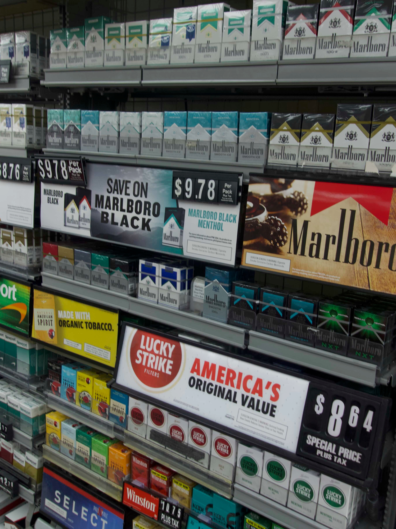 Premium tobacco products at SM Gas convenience store