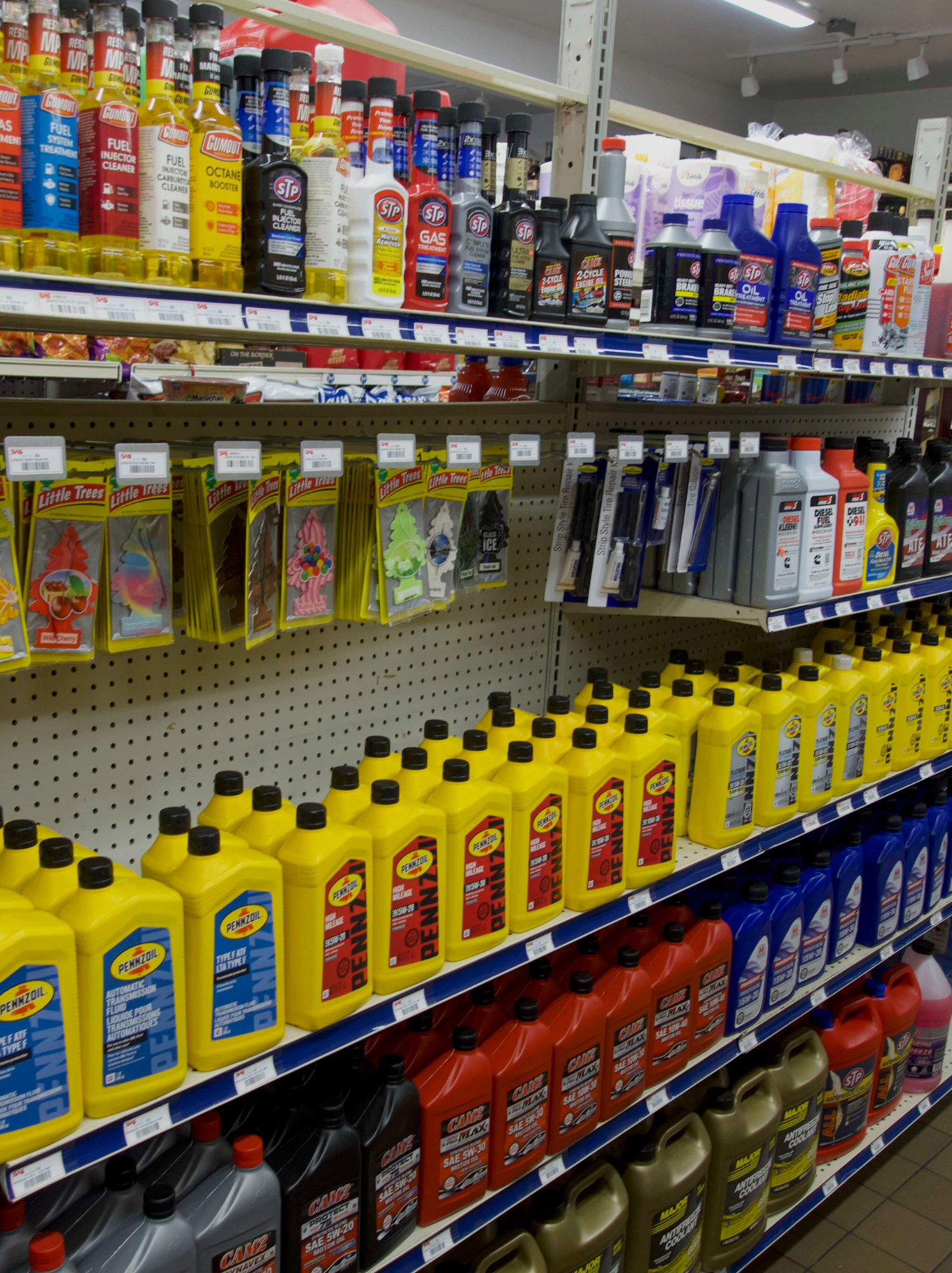 Auto supplies, motor oil, and car accessories at SM Gas station
