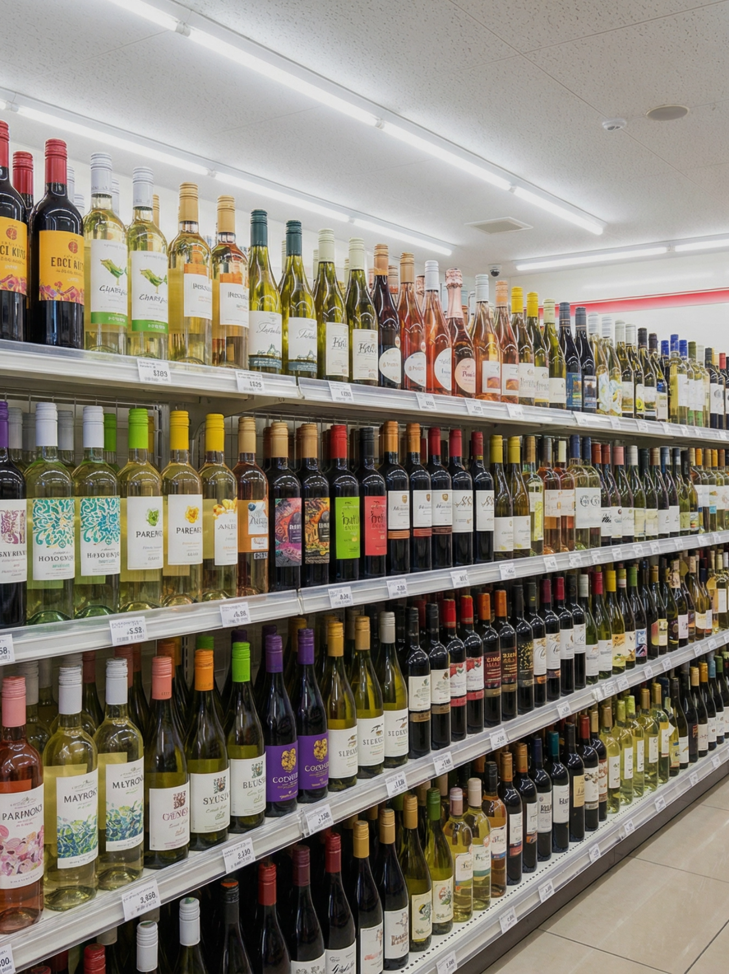 Wine bottles and chilled wine options at SM Gas