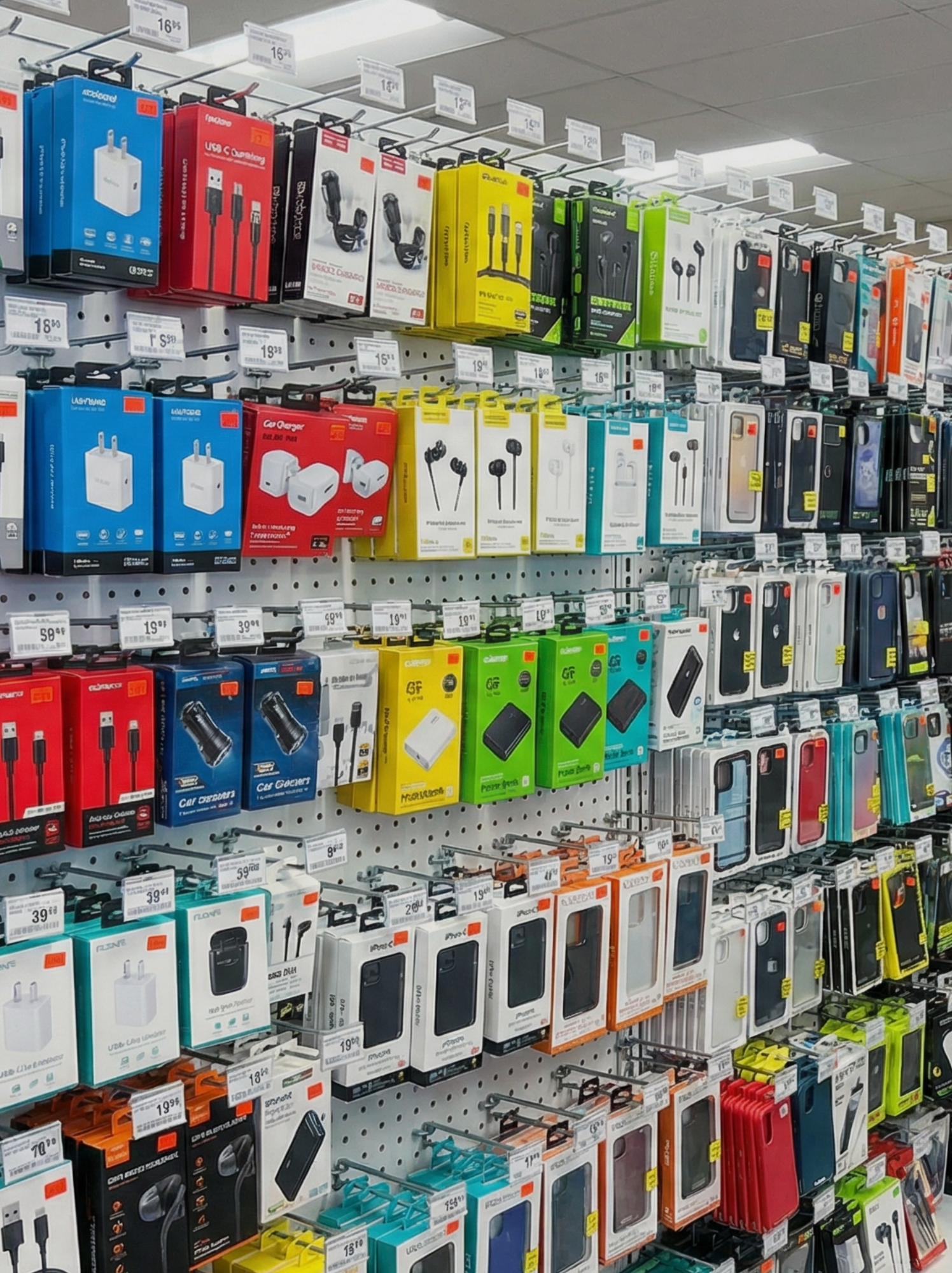 Phone chargers and accessories sold at SM Gas convenience store