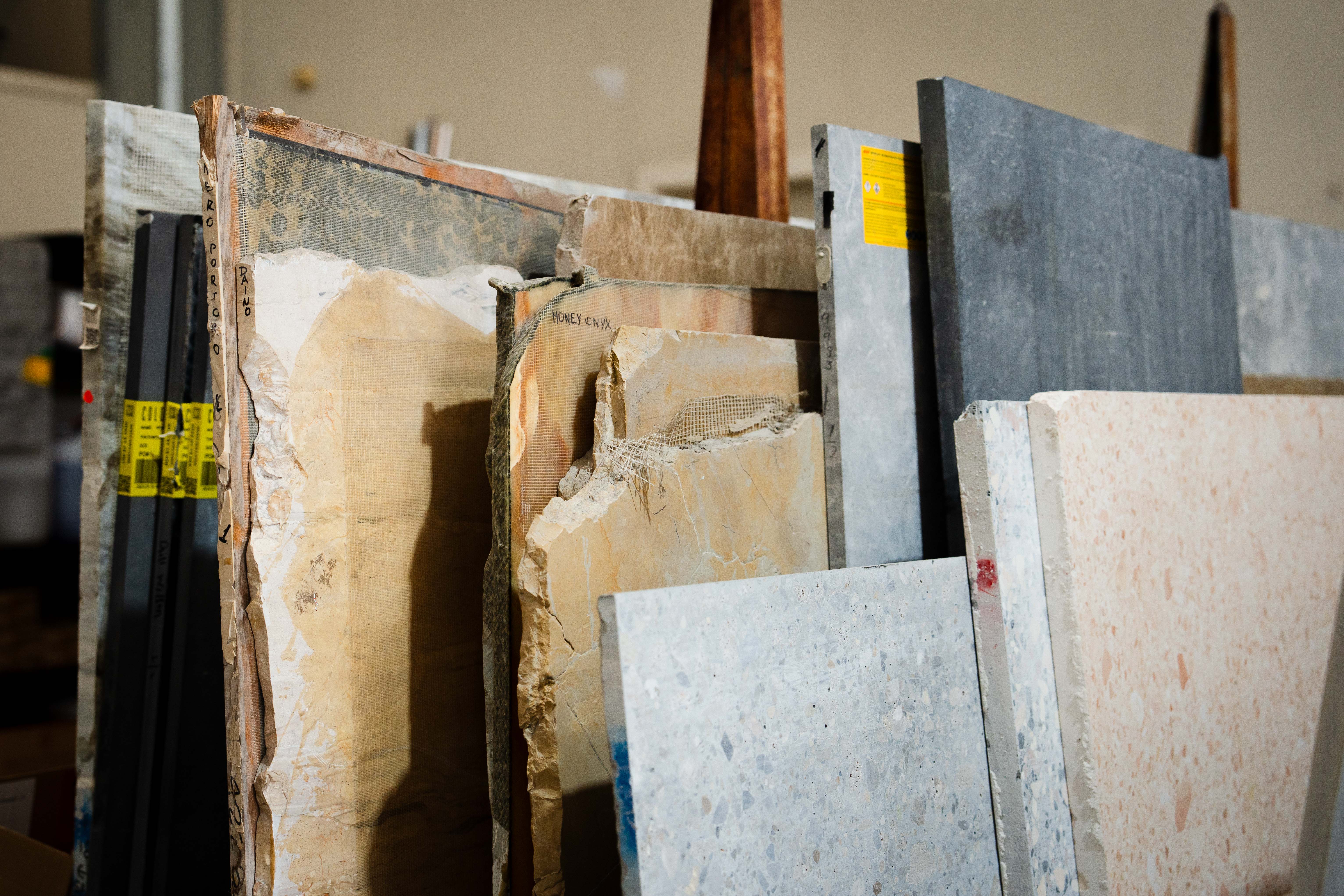 Stone samples at Maximum Stone workshop Kumeu