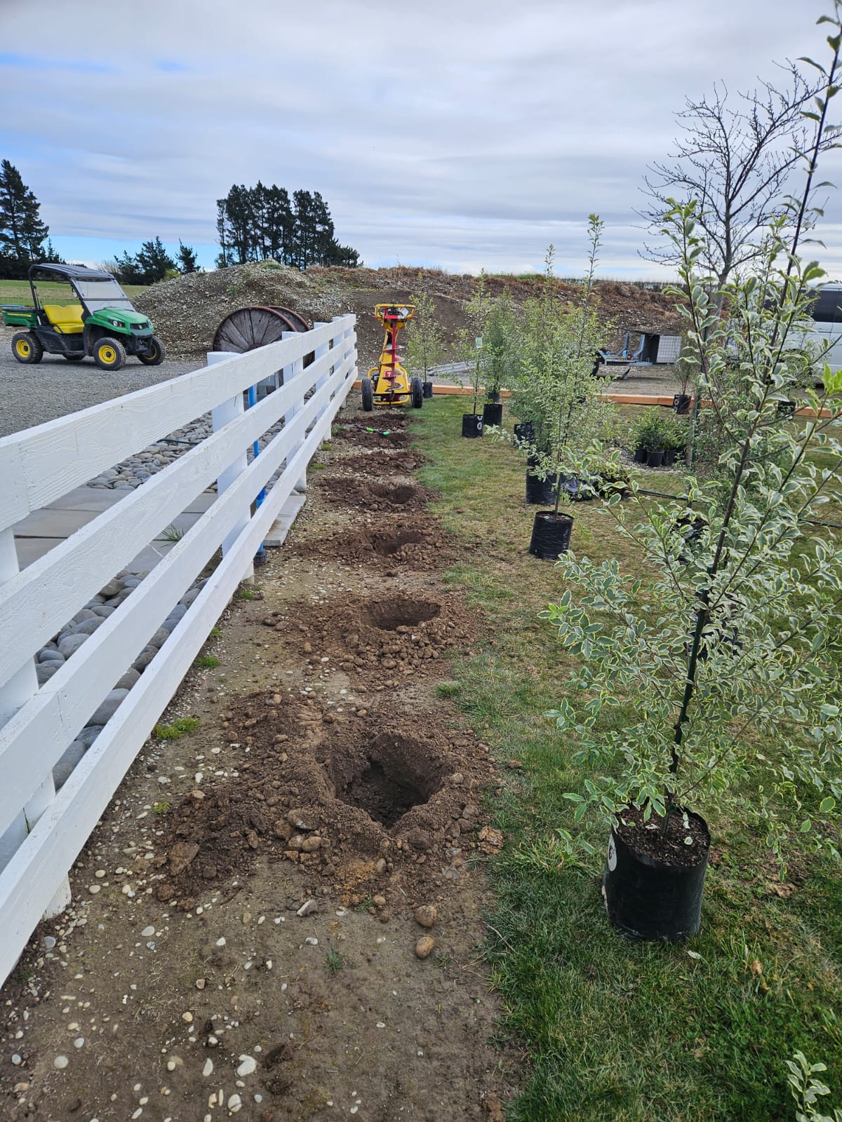 Garden work in progress — planting holes