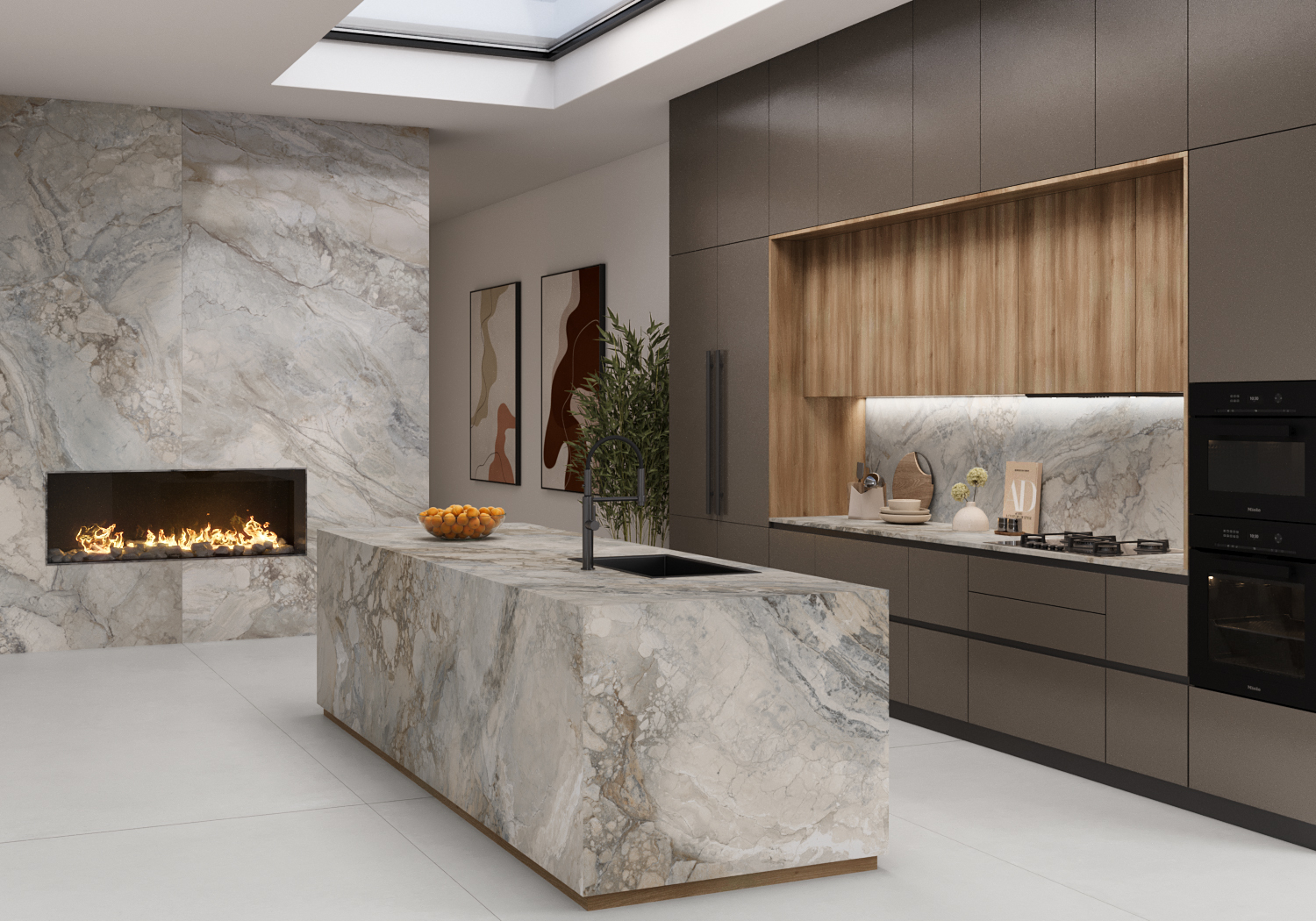 Stone kitchen island
