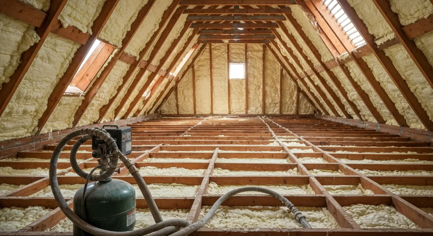 Spray foam insulation application in Reston attic