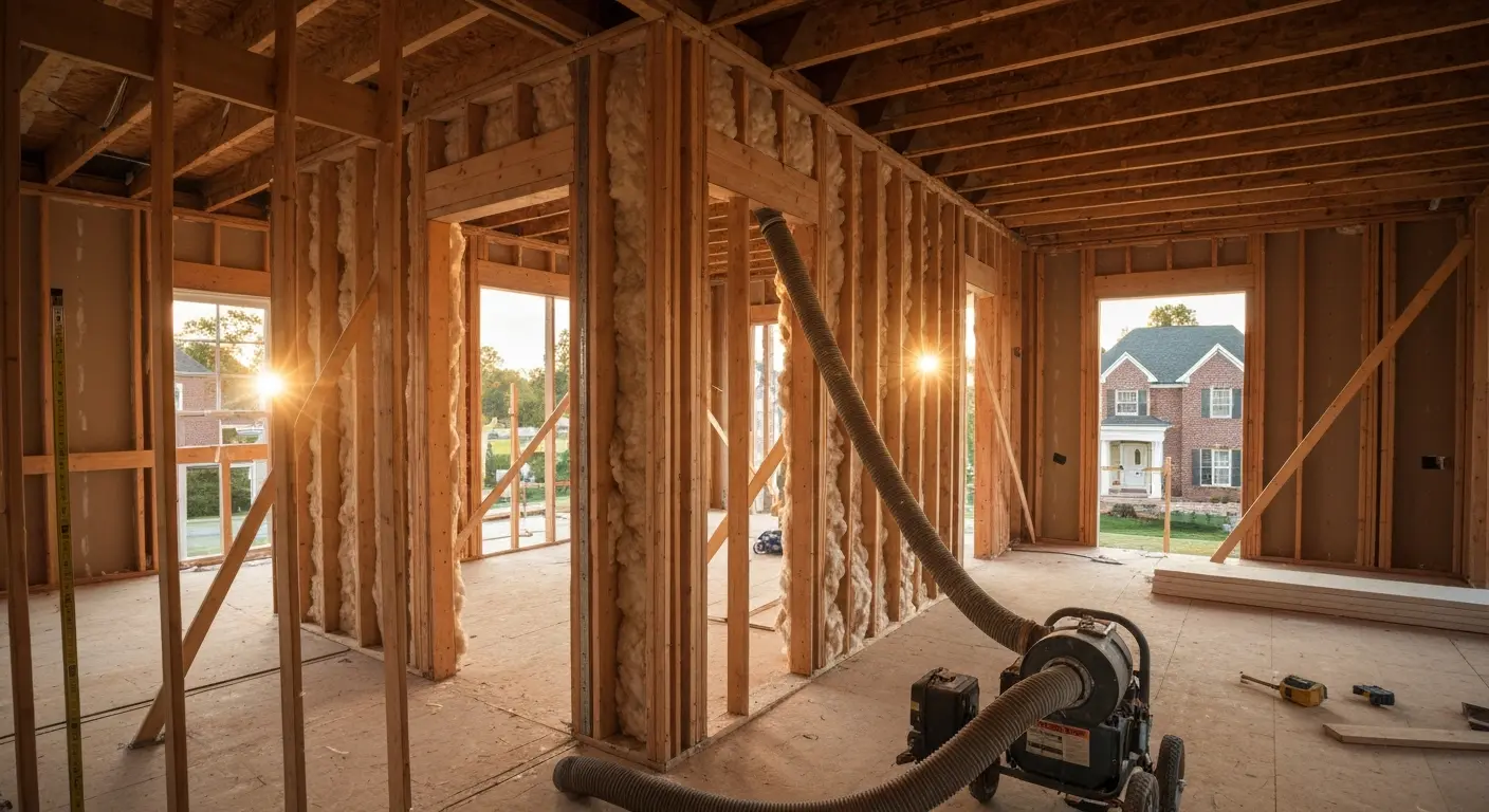 Blown-in insulation installation