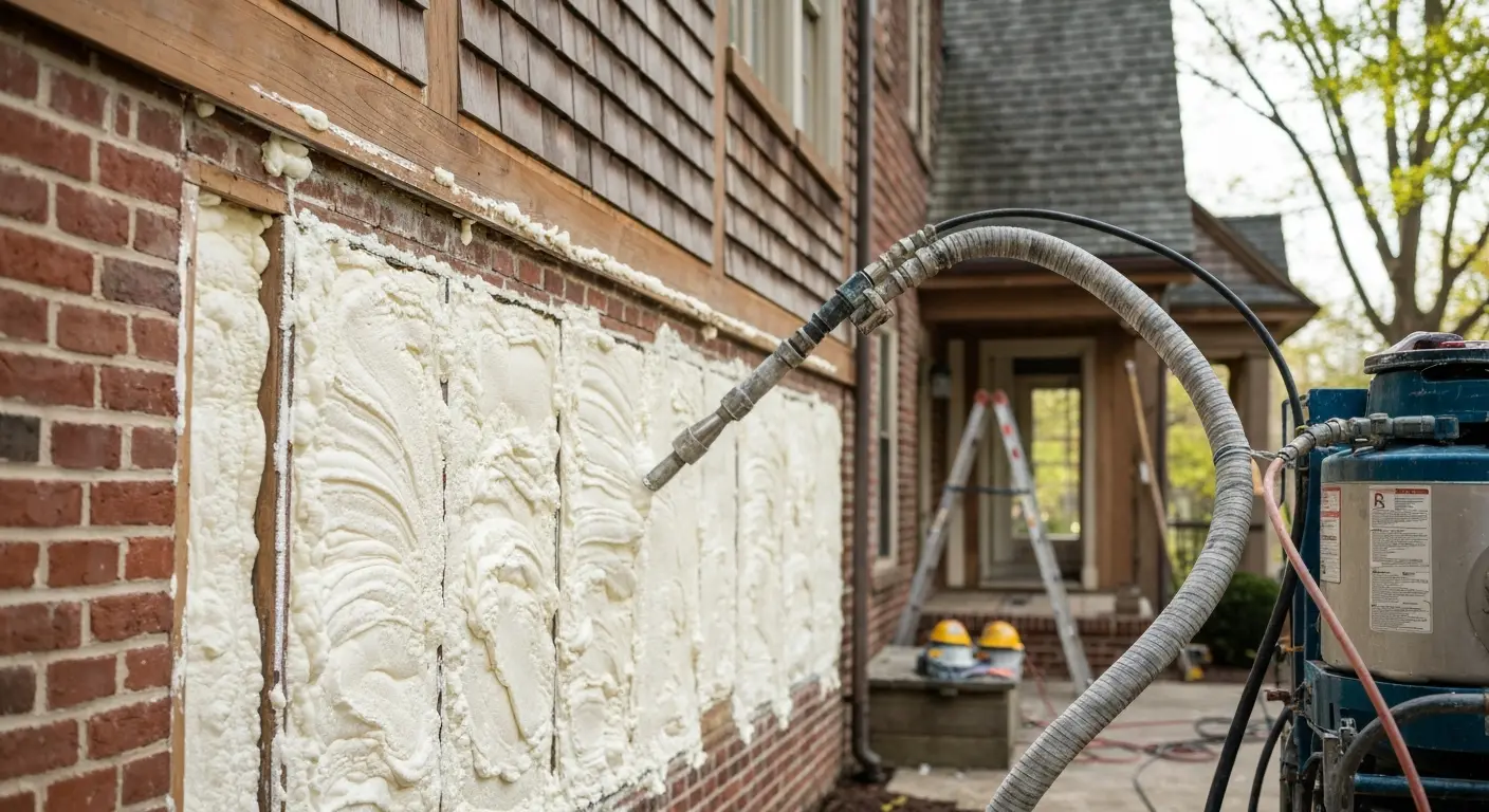 Spray foam insulation installation