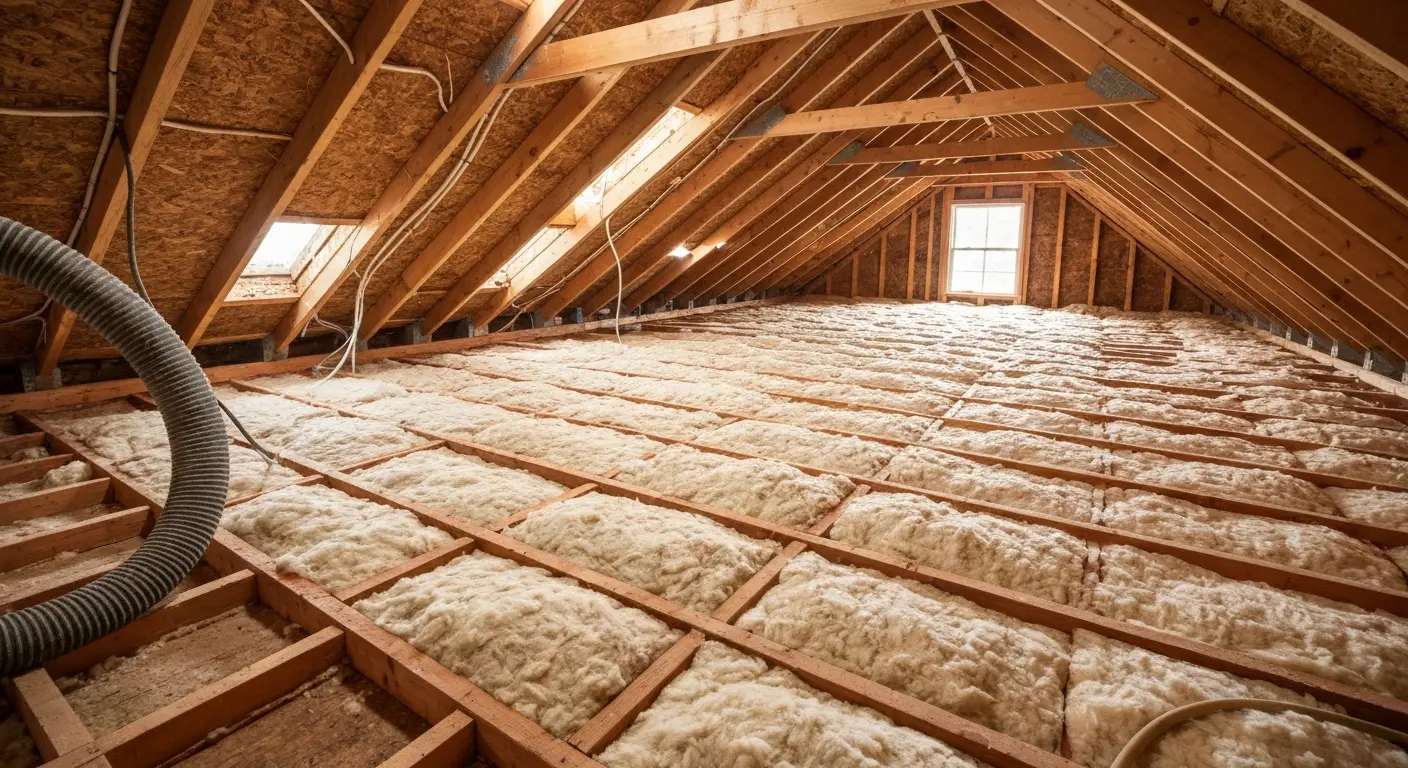 Blown-in insulation installation