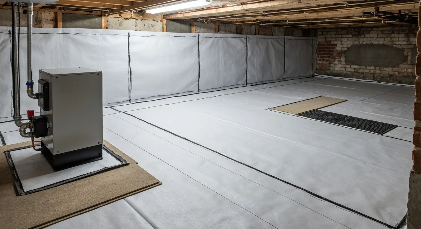 Crawl space with moisture control