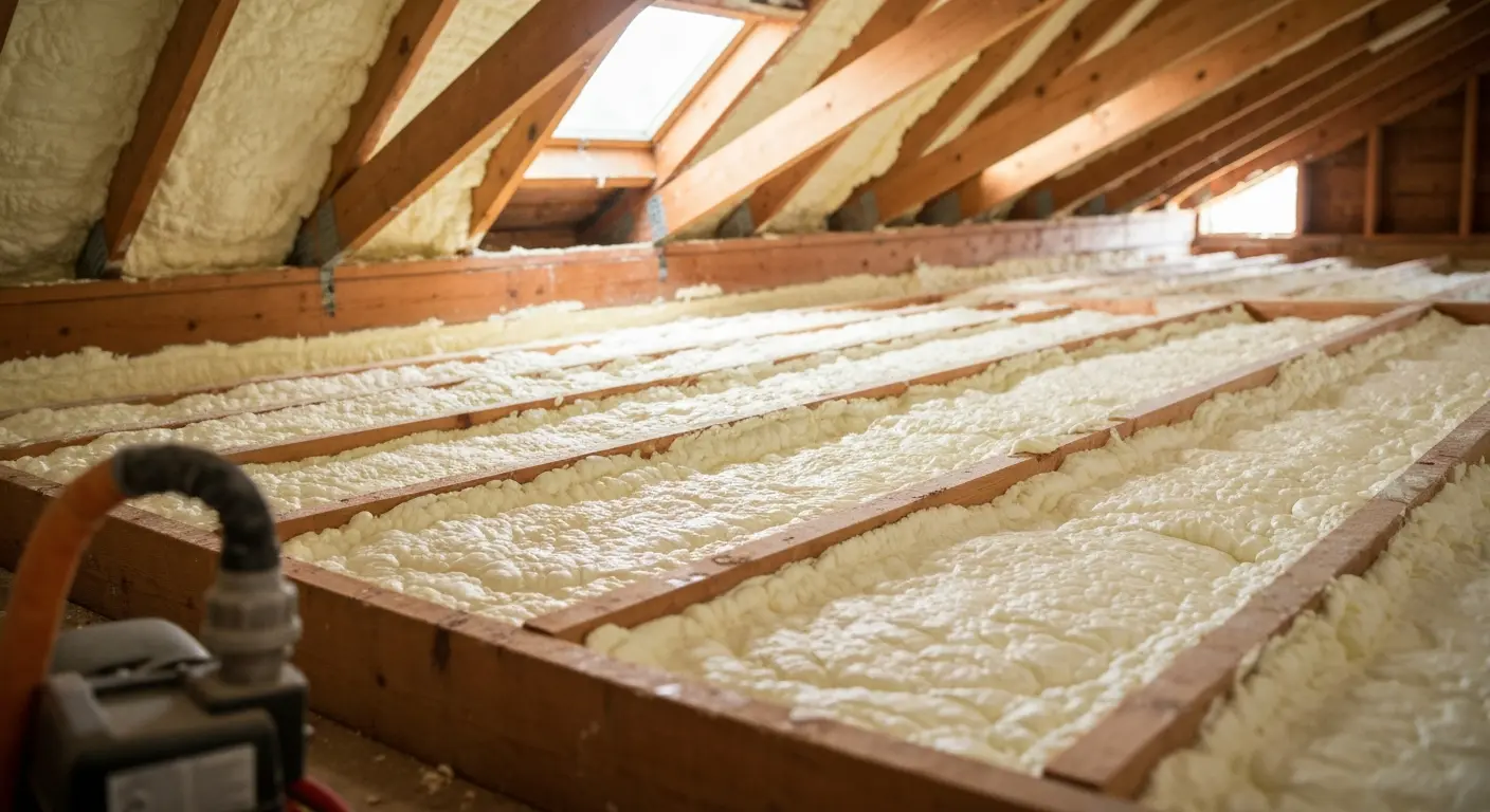 Spray foam insulation installation