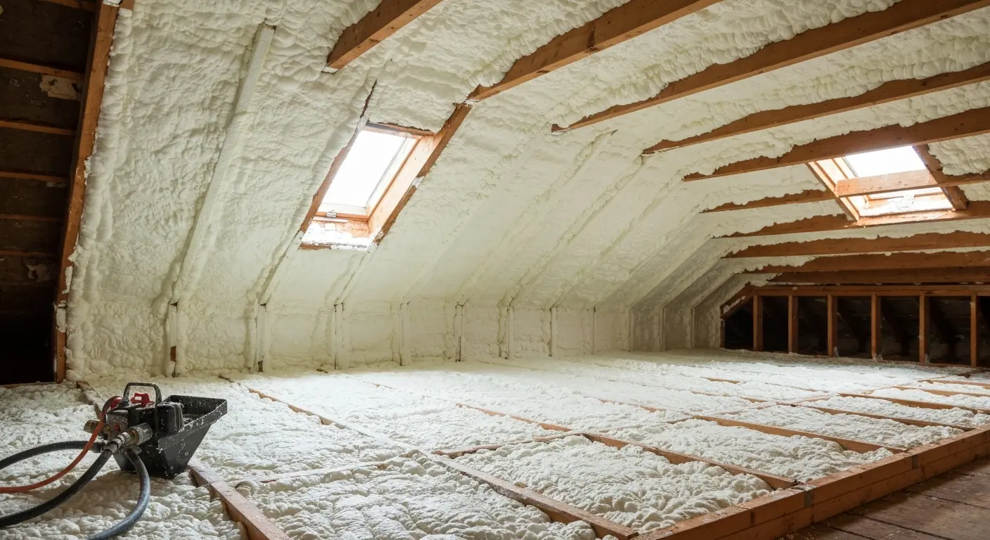 Spray foam insulation installation