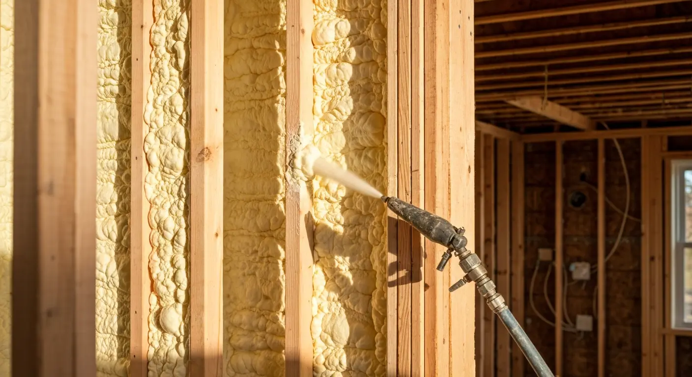 Spray foam insulation installation