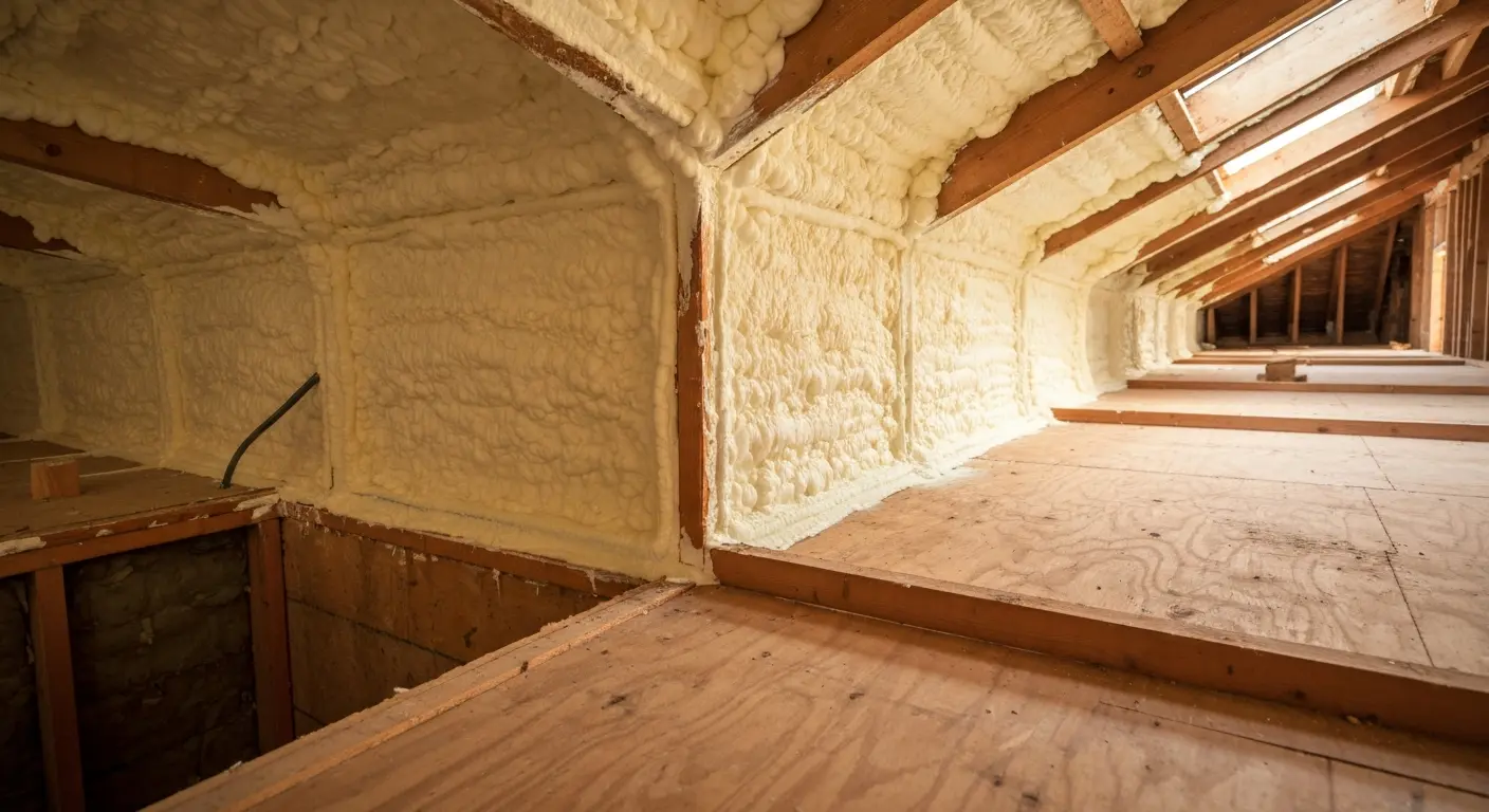 Spray foam insulation in Arlington attic