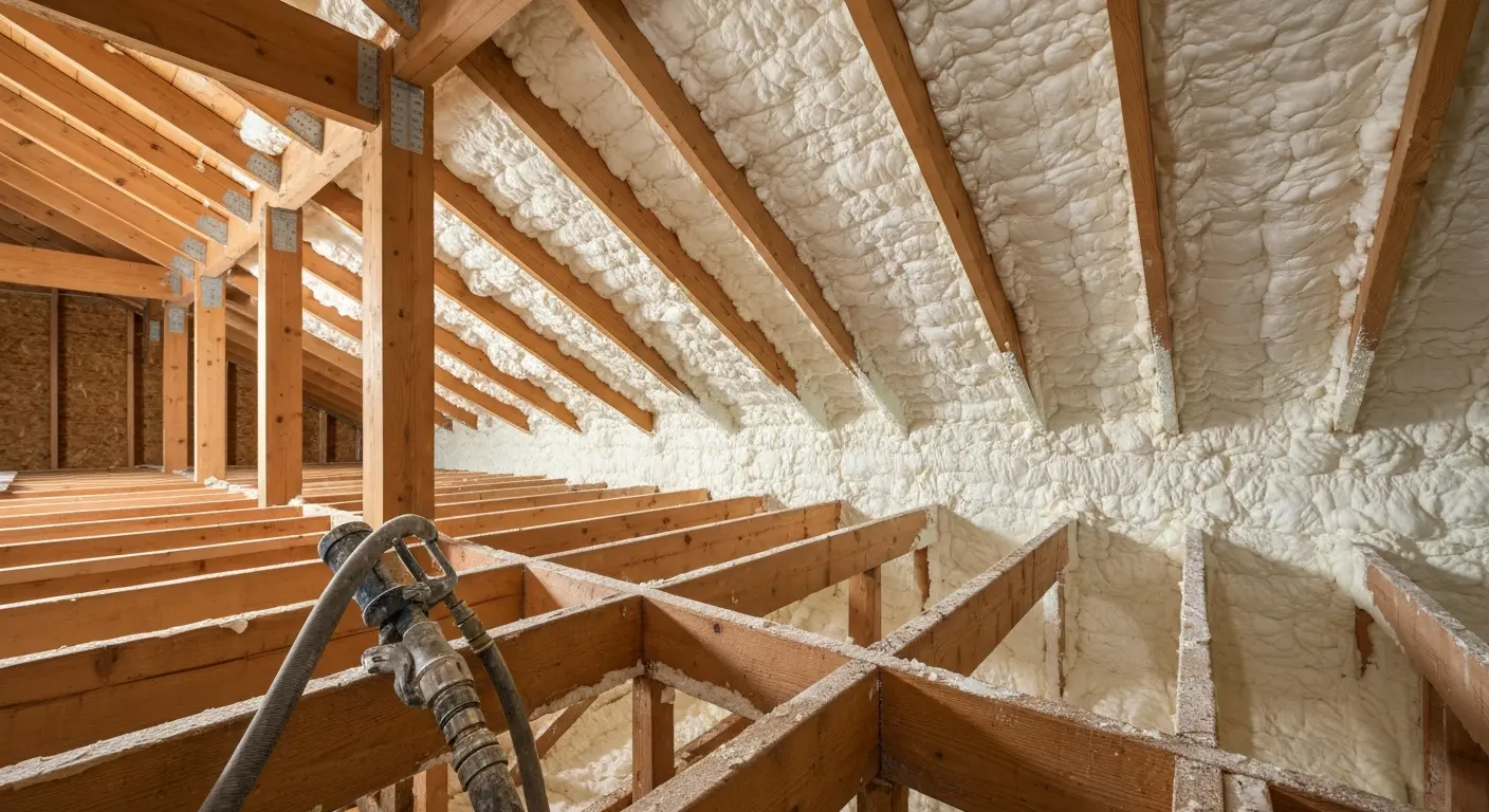 Spray foam insulation installation