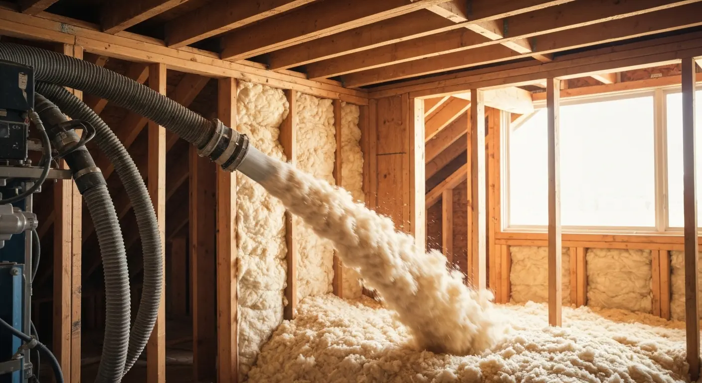 Blown-in insulation installation