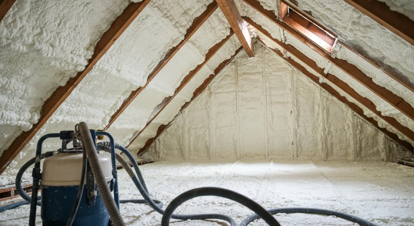 Spray foam insulation installation