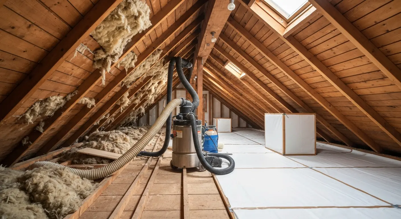 Old insulation removal from attic