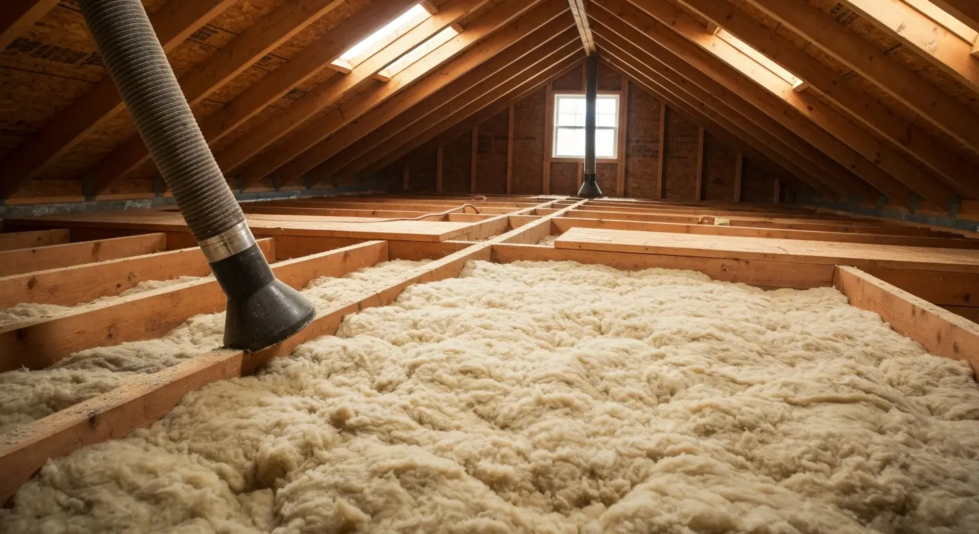 Blown-in attic insulation